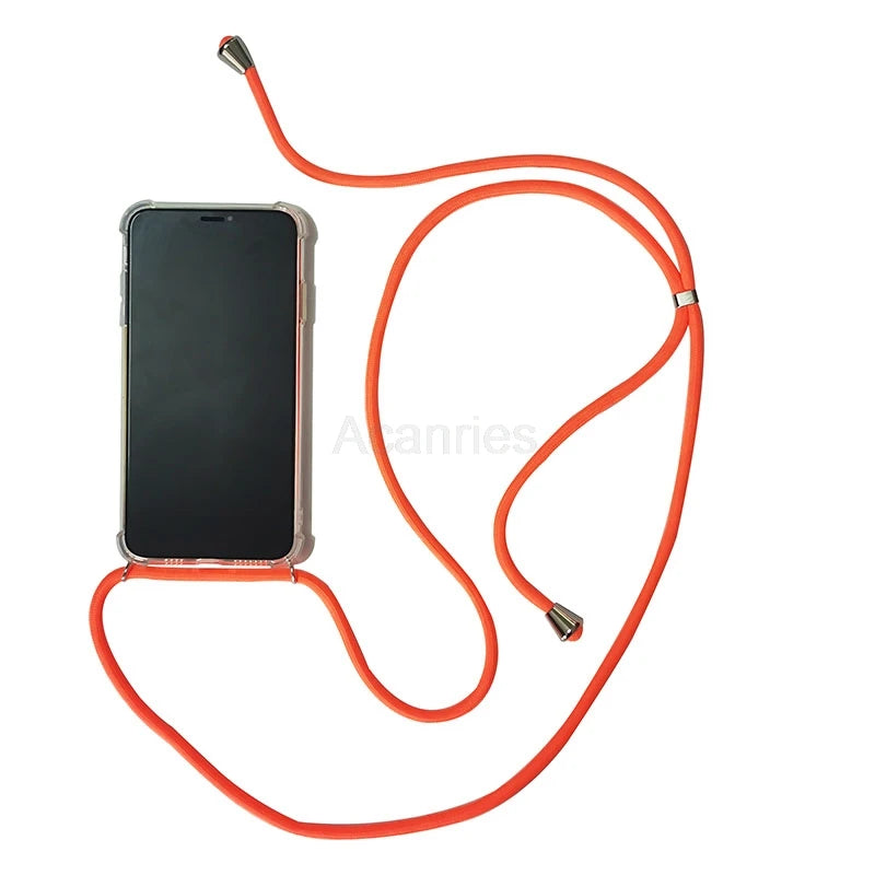 Fashion Crossbody Strap Lanyard Cord Phone Case On For Xiaomi Poco F3 X3 Nfc Pro M3 Necklace Silicone Soft Tpu Clear Back Cover