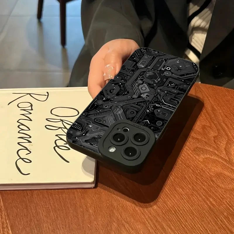 Creative Circuit Board Pattern Phone Case For Samsung Galaxy S25 S24 S23 S22 Ultra Plus FE A16 A06 A26 A54 A33 A34 Soft Cover