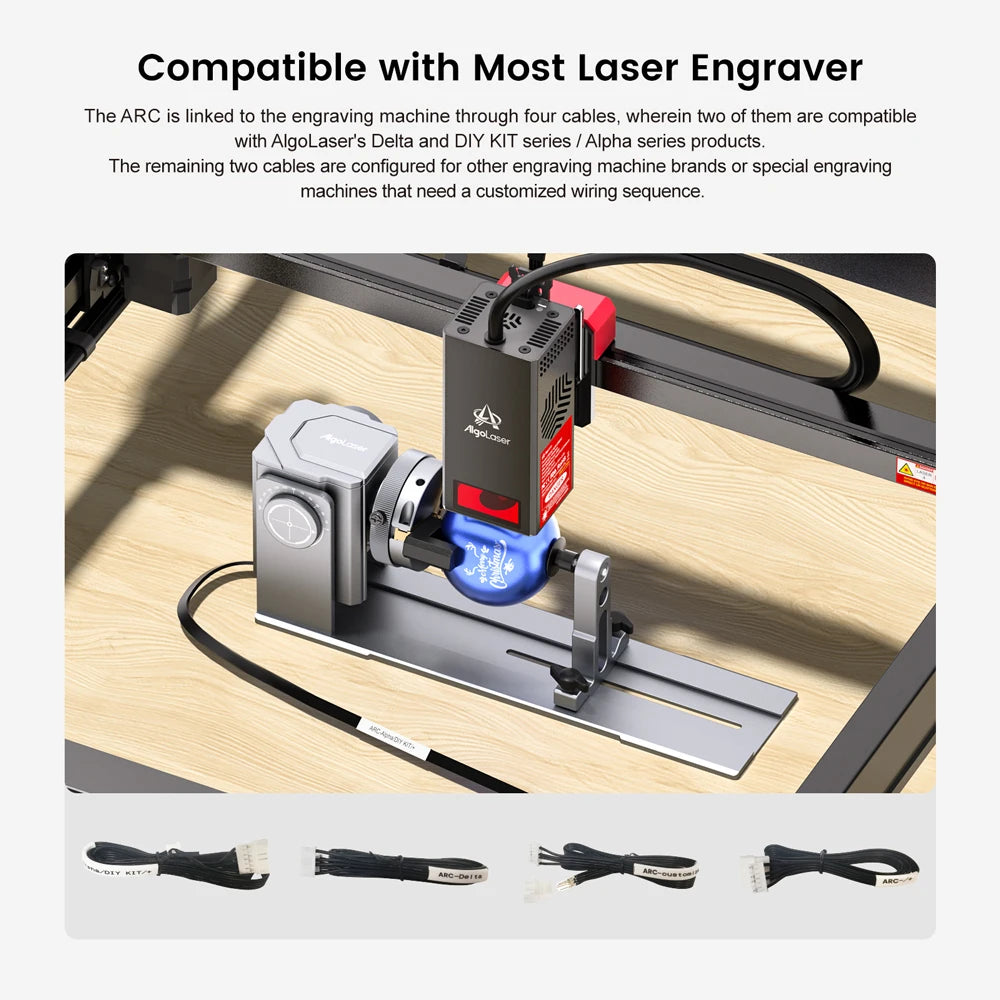 Algolaser Laser Rotary Roller Rotary Chuck Laser Engraver Y-axis Roller ARR/ARC/RR2 360° Rotating for Cylindrical Object Engrave