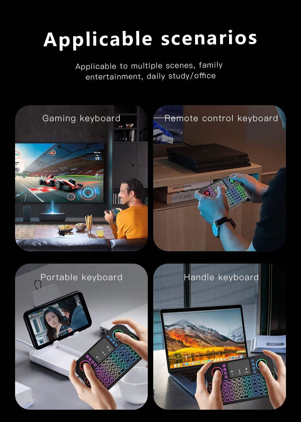 Mini Wireless Keyboard V8 7 Backlit 2.4G Bluetooth Air Mouse Remote Control Touchpad for Android TV Box