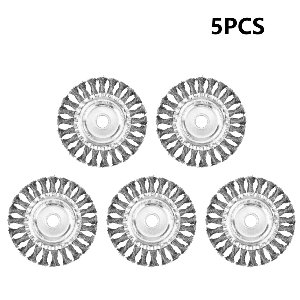 8PCS Steel Wire Wheel Grass Trimmer Head 115mm Brushcutter Wire Weed Brush Cutter Garden Grass Brush Disc Gardening Tool