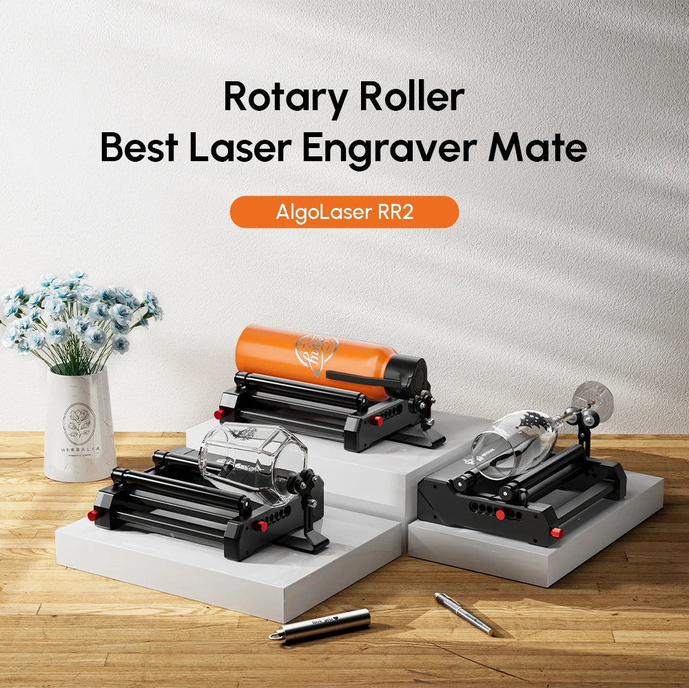 Algolaser Laser Rotary Roller Rotary Chuck Laser Engraver Y-axis Roller ARR/ARC/RR2 360° Rotating for Cylindrical Object Engrave