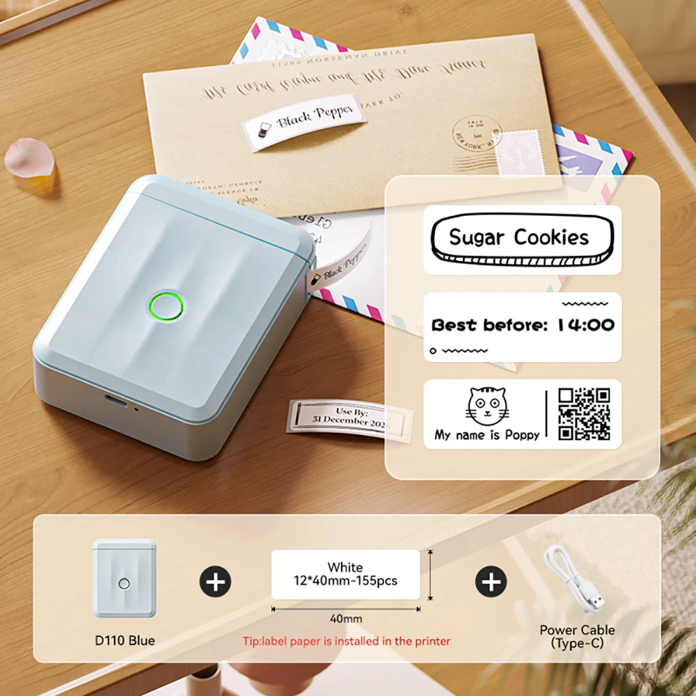 Niimbot D110/D11/H1S Mini Thermal Label Printer Portable Paper Maker Wireless Sticker Machine Inkless Labeller for Office Home