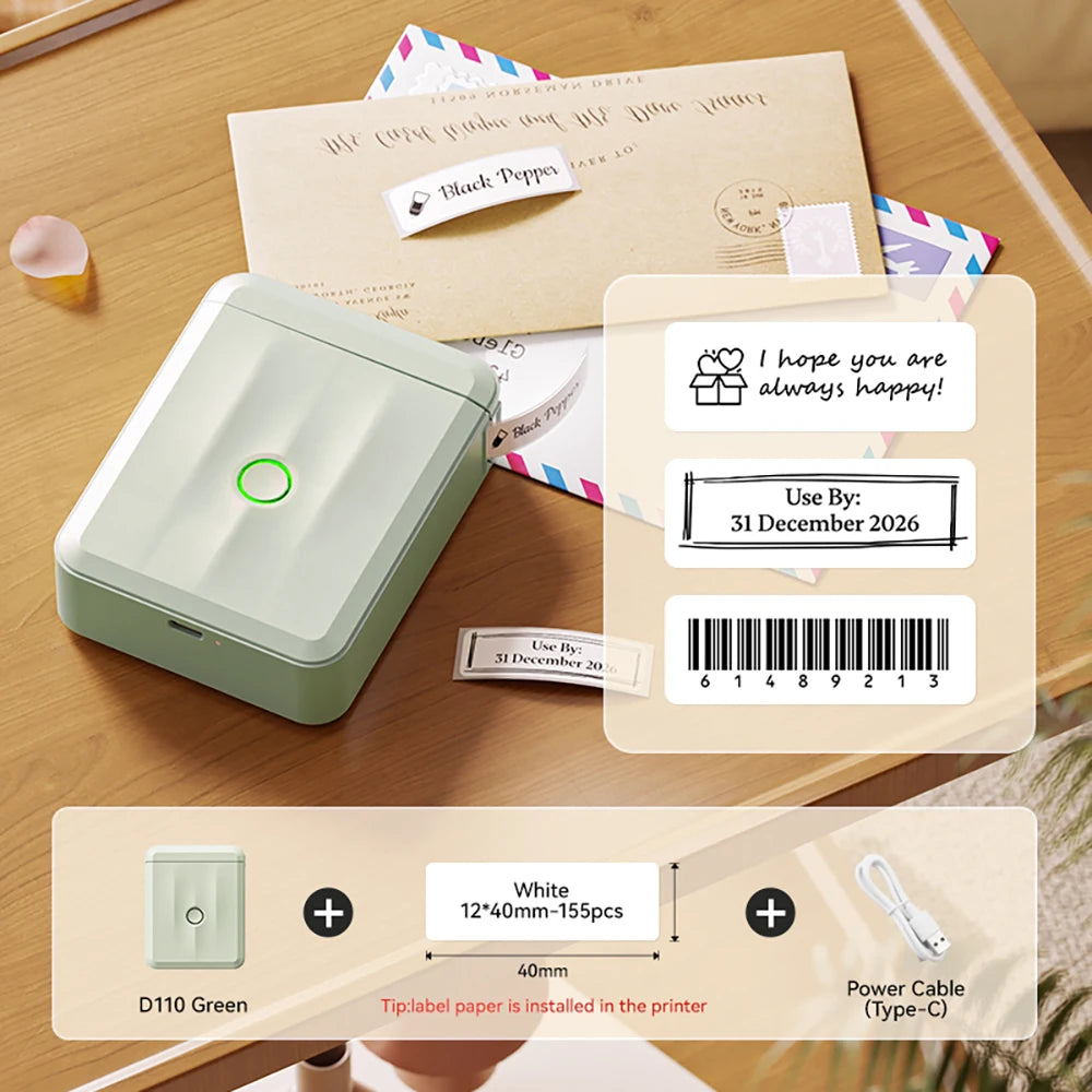 Niimbot D110/D11/H1S Mini Thermal Label Printer Portable Paper Maker Wireless Sticker Machine Inkless Labeller for Office Home
