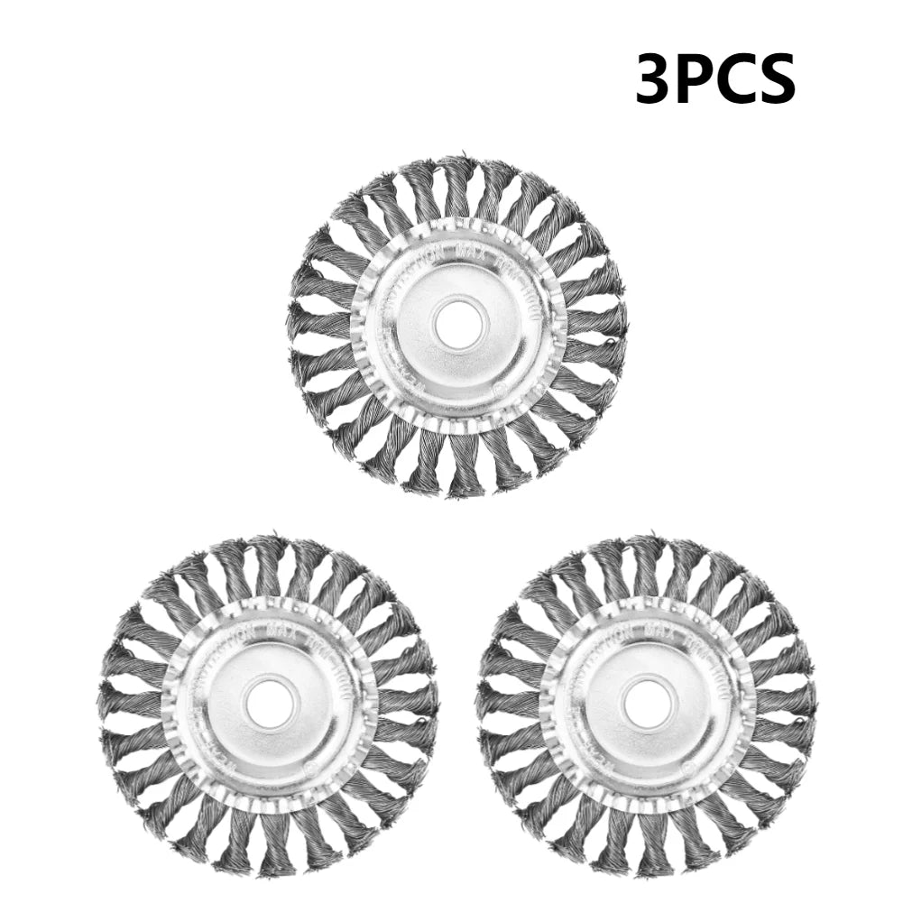 8PCS Steel Wire Wheel Grass Trimmer Head 115mm Brushcutter Wire Weed Brush Cutter Garden Grass Brush Disc Gardening Tool