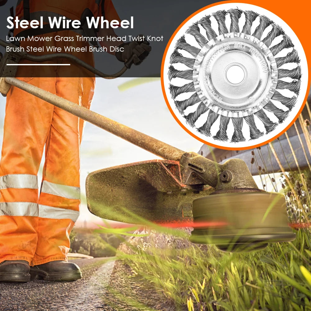 8PCS Steel Wire Wheel Grass Trimmer Head 115mm Brushcutter Wire Weed Brush Cutter Garden Grass Brush Disc Gardening Tool