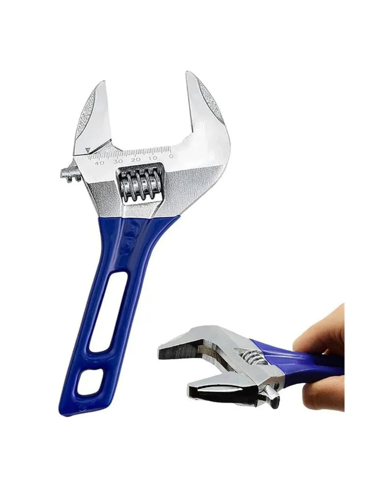 8” Short Handle Spanner Adjustable Wrench with 55 mm Wide Jaw Opening for Plumbing Auto Repair Home Maintenance