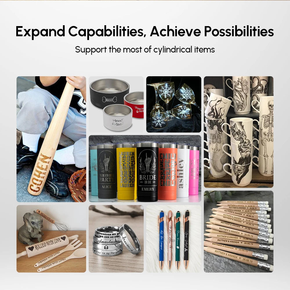 Algolaser Laser Rotary Roller Rotary Chuck Laser Engraver Y-axis Roller ARR/ARC/RR2 360° Rotating for Cylindrical Object Engrave