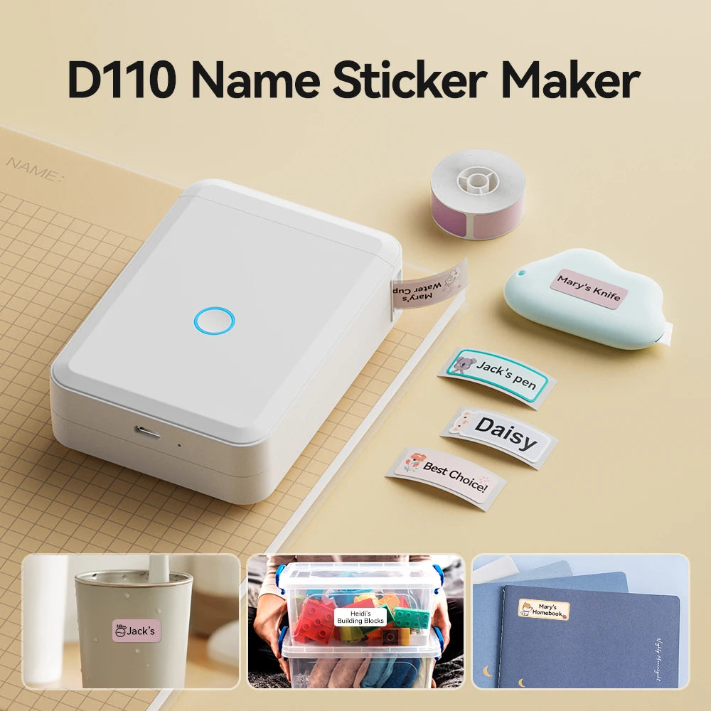 Niimbot D110/D11/H1S Mini Thermal Label Printer Portable Paper Maker Wireless Sticker Machine Inkless Labeller for Office Home