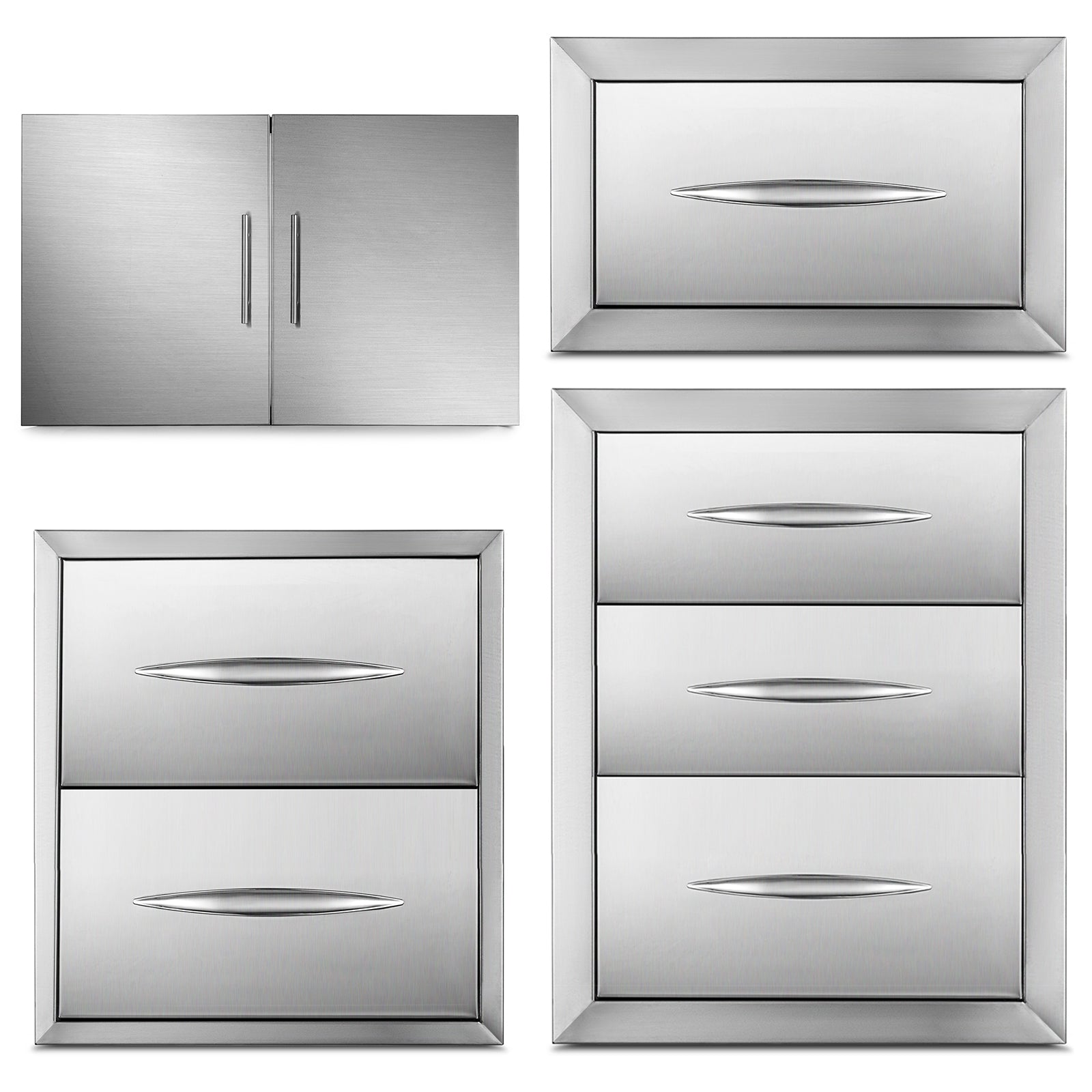 SucceBuy Stainless Steel Outdoor Kitchen Drawers W/ Handle Large Storage BBQ Island Great for Any Weather Condition