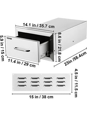 SucceBuy Stainless Steel Outdoor Kitchen Drawers W/ Handle Large Storage BBQ Island Great for Any Weather Condition