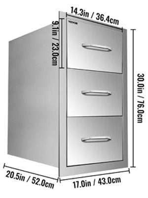 SucceBuy Stainless Steel Outdoor Kitchen Drawers W/ Handle Large Storage BBQ Island Great for Any Weather Condition