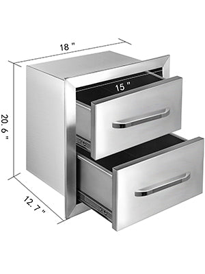 SucceBuy Stainless Steel Outdoor Kitchen Drawers W/ Handle Large Storage BBQ Island Great for Any Weather Condition