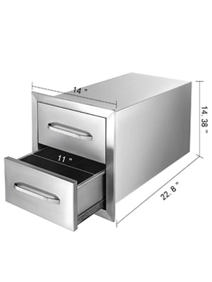 SucceBuy Stainless Steel Outdoor Kitchen Drawers W/ Handle Large Storage BBQ Island Great for Any Weather Condition